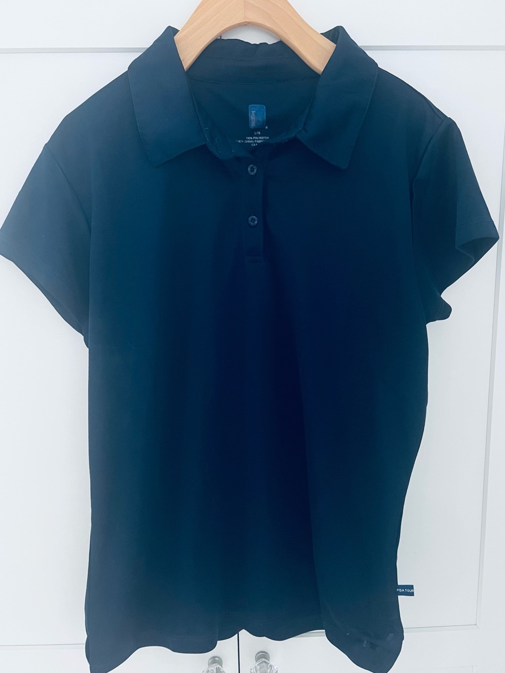 PGA Tour Women's Navy Blue Cap Sleeve Golf Polo Top large